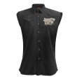 Dragstrip Clothing Ass in the Saddle Face in The Wind Black Sl/Less Distressed Work Shirt